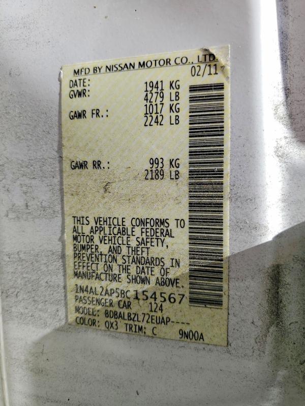 Продажа на аукционе авто 2011 Nissan Altima, vin: 1N4AL2AP5BC154567, номер лота: 57217226