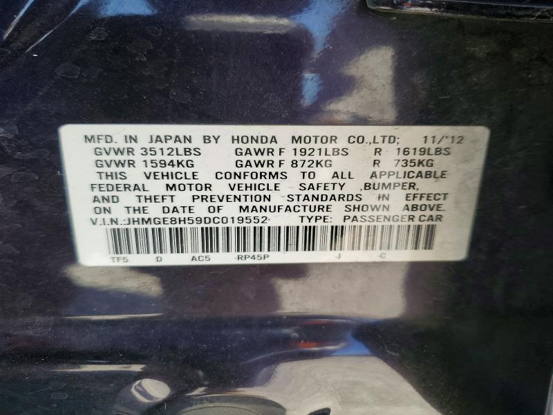 Продаж на аукціоні авто 2013 Honda Fit, vin: JHMGE8H59DC019552, номер лоту: 56599826