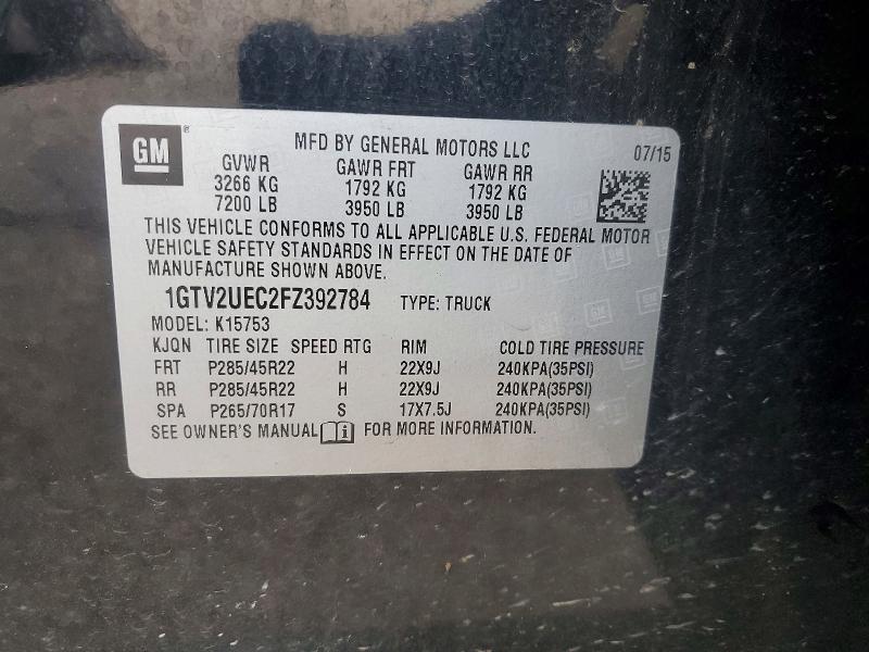 Продаж на аукціоні авто 2015 Gmc Sierra, vin: 1GTV2UEC2FZ392784, номер лоту: 57848206
