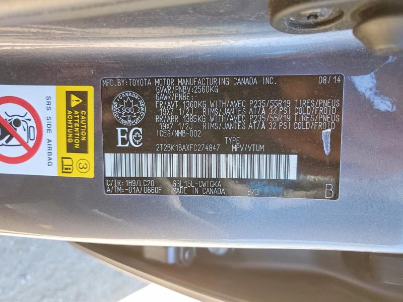 Aukcja sprzedaży 2015 Lexus Rx 350, vin: 2T2BK1BAXFC274847, numer aukcji: 55649026