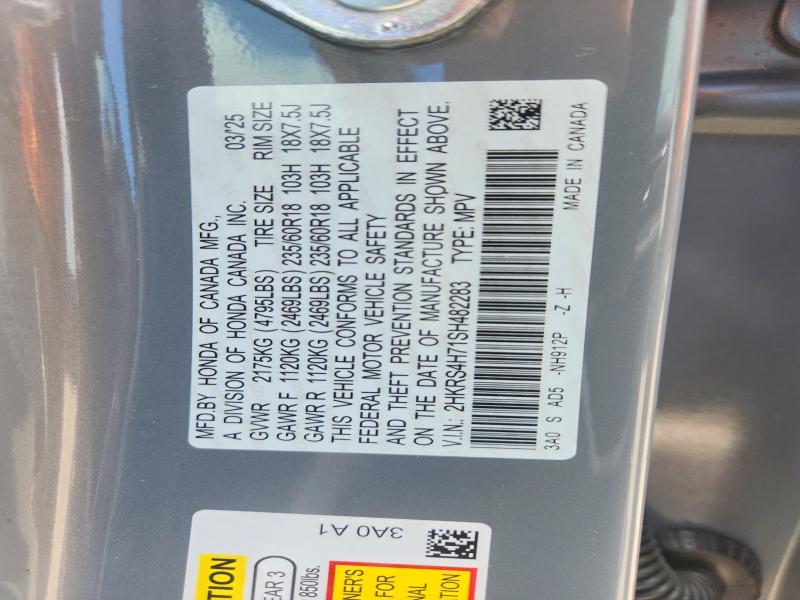 57718696 :رقم المزاد ، 2HKRS4H71SH482283 vin ، 2025 Honda Cr-v مزاد بيع