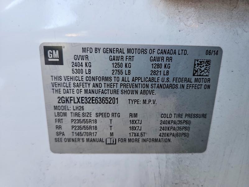 56140116 :رقم المزاد ، 2GKFLXE32E6365201 vin ، 2014 Gmc Terrain مزاد بيع