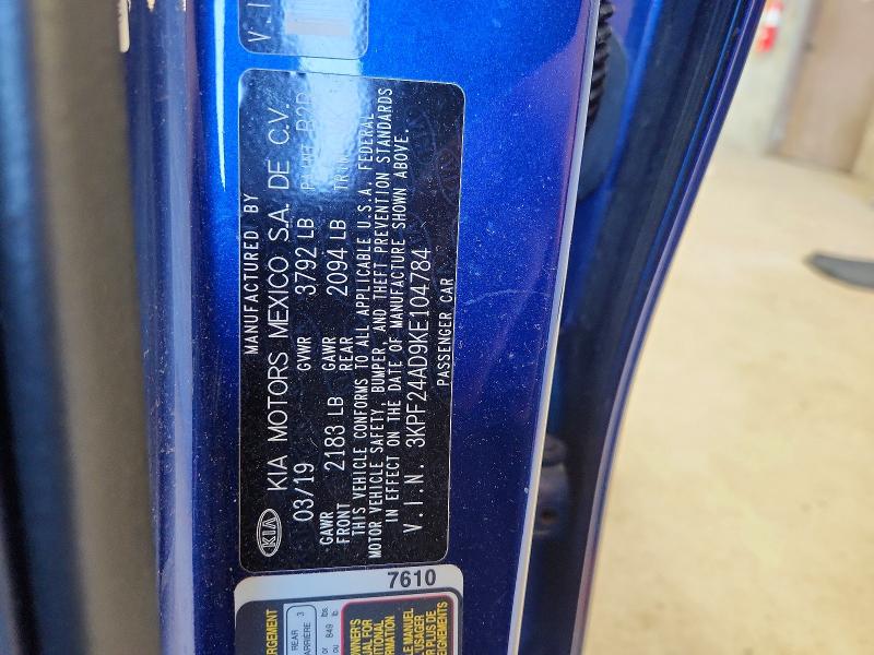 Продажа на аукционе авто 2019 Kia Forte, vin: 3KPF24AD9KE104784, номер лота: 55633566
