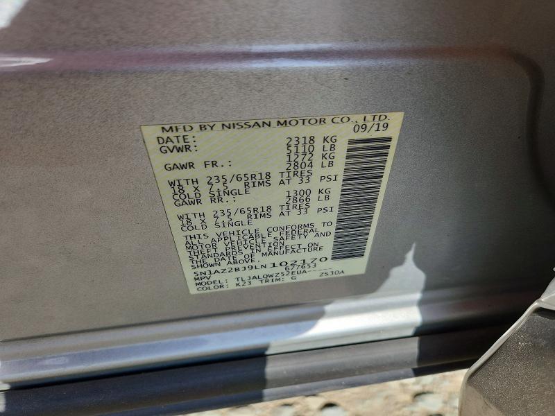 2020 Nissan Murano მანქანა იყიდება აუქციონზე, vin: 5N1AZ2BJ9LN102170, აუქციონის ნომერი: 56505386