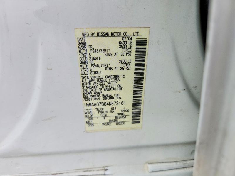 Aukcja sprzedaży 2004 Nissan Titan, vin: 1N6AA07B64N573161, numer aukcji: 85988035