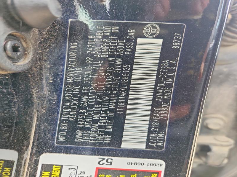Aukcja sprzedaży 2020 Toyota Camry, vin: 4T1G11AKXLU889125, numer aukcji: 57335606