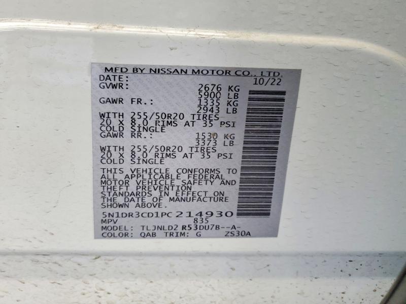 Aukcja sprzedaży 2023 Nissan Pathfinder, vin: 5N1DR3CD1PC214930, numer aukcji: 57951336