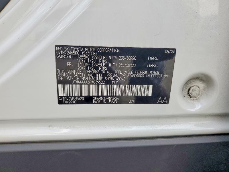 Aukcja sprzedaży 2024 Toyota Bz4x, vin: JTMAAAAA6RA039522, numer aukcji: 59289226