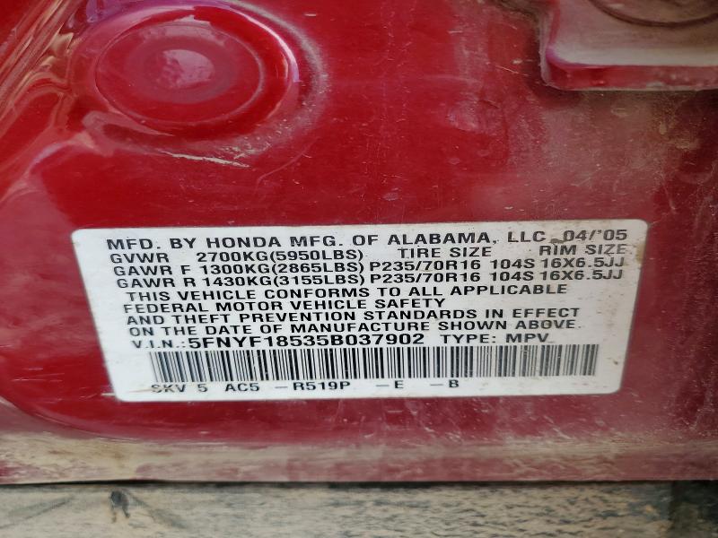 Aukcja sprzedaży 2005 Honda Pilot, vin: 5FNYF18535B037902, numer aukcji: 56330496