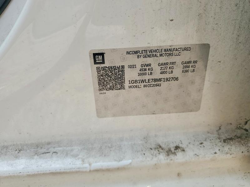 Auction sale of the 2021 Chevrolet Silverado, vin: 1GB1WLE78MF192706, lot number: 58254626