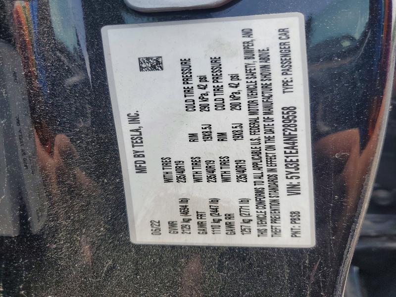 Aukcja sprzedaży 2022 Tesla Model 3, vin: 5YJ3E1EA4NF289558, numer aukcji: 57039456