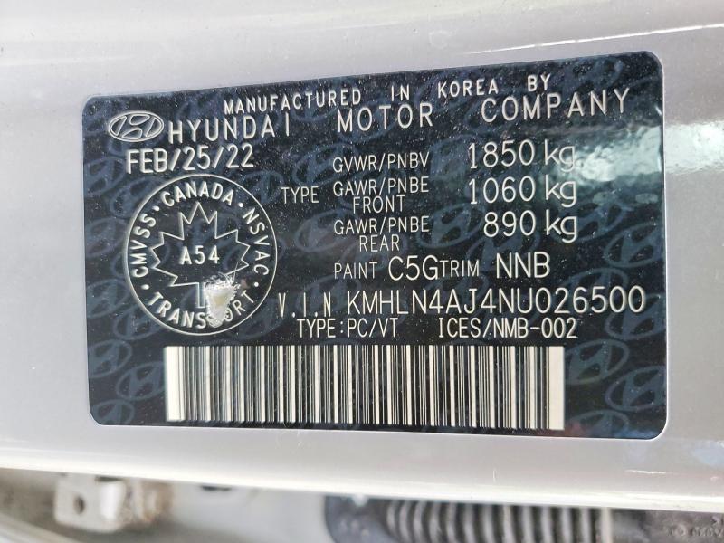 57172986 :رقم المزاد ، KMHLN4AJ4NU026500 vin ، 2022 Hyundai Elantra مزاد بيع