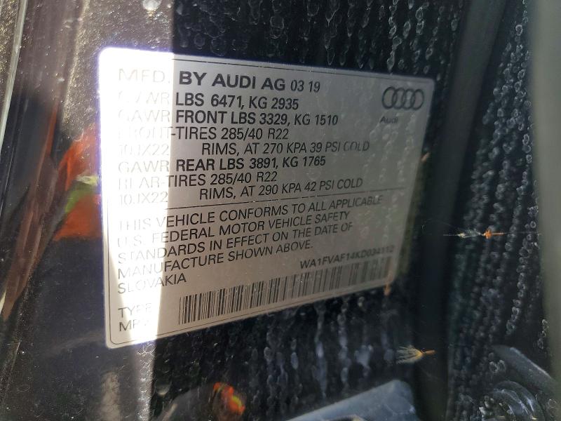 Aukcja sprzedaży 2019 Audi Q8, vin: WA1FVAF14KD034112, numer aukcji: 55817666