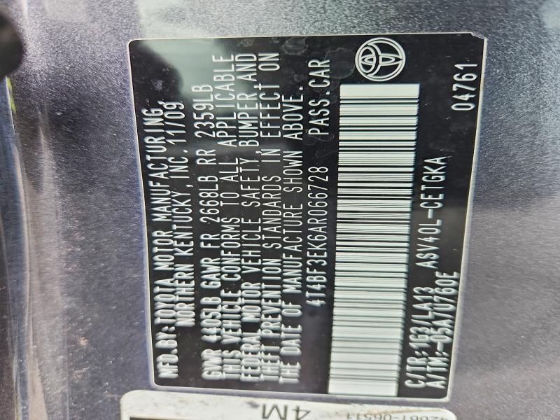 56107066 :رقم المزاد ، 4T4BF3EK6AR066728 vin ، 2010 Toyota Camry مزاد بيع