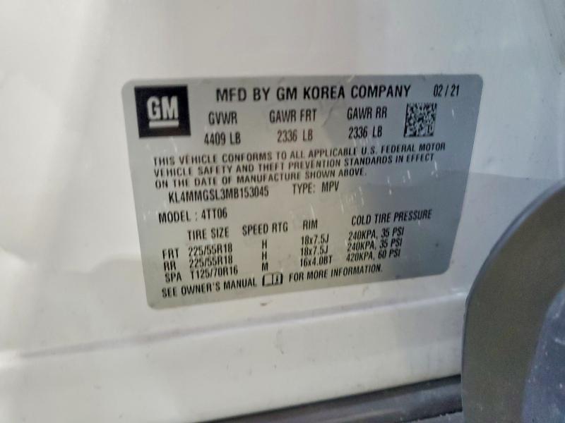 55498866 :رقم المزاد ، KL4MMGSL3MB153045 vin ، 2021 Buick Encore Gx مزاد بيع