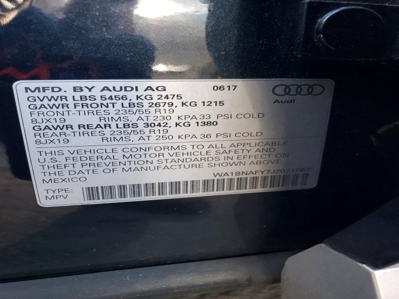 57323746 :رقم المزاد ، WA1BNAFY7J2021067 vin ، 2018 Audi Q5 مزاد بيع