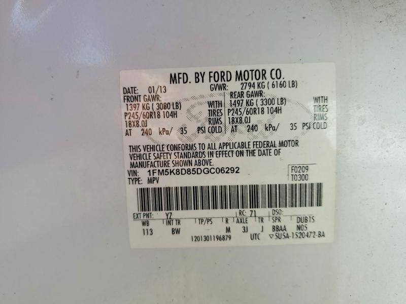 Aukcja sprzedaży 2013 Ford Explorer, vin: 1FM5K8D85DGC06292, numer aukcji: 55846446