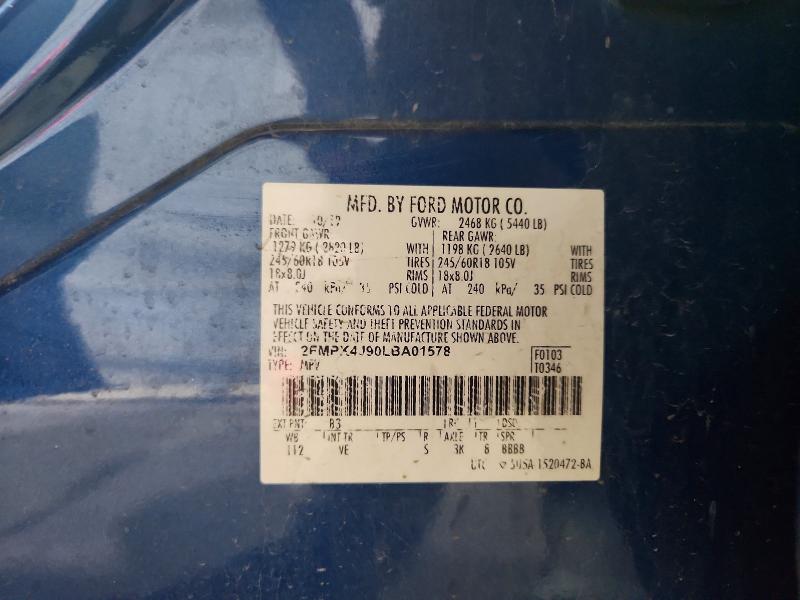 Aukcja sprzedaży 2020 Ford Edge, vin: 2FMPK4J90LBA01578, numer aukcji: 54998916