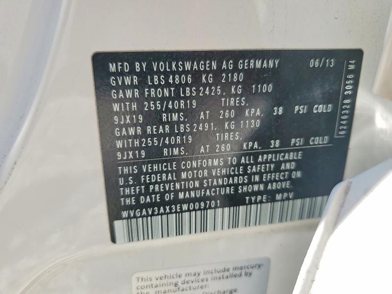 Aukcja sprzedaży 2014 Volkswagen Tiguan, vin: WVGAV3AX3EW009701, numer aukcji: 57583766