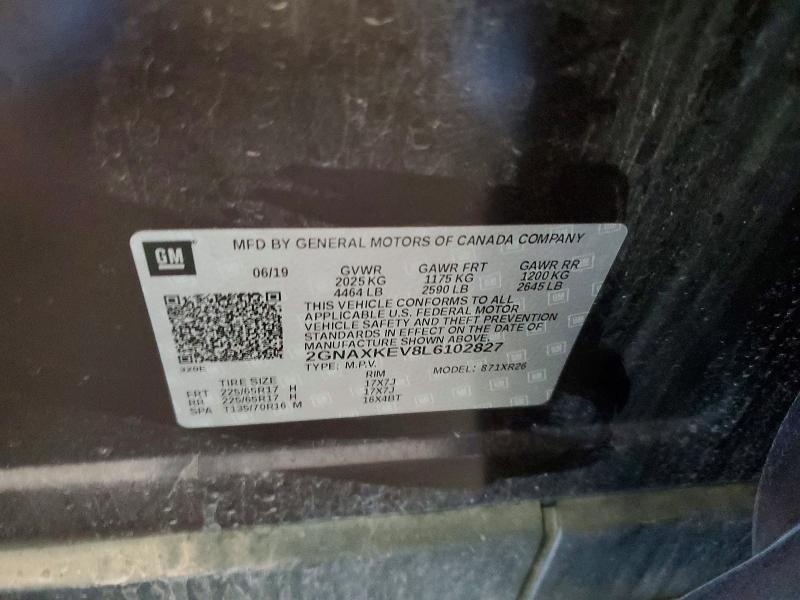 Продажа на аукционе авто 2020 Chevrolet Equinox, vin: 2GNAXKEV8L6102827, номер лота: 58961616