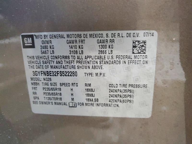 Продажа на аукционе авто 2015 Cadillac Srx, vin: 3GYFNBE32FS522280, номер лота: 57718716