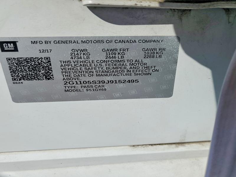 Auction sale of the 2018 Chevrolet Impala, vin: 2G1105S39J9152495, lot number: 58716426