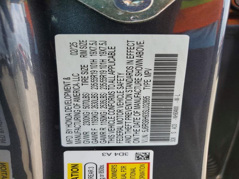 Aukcja sprzedaży 2025 Honda Cr-v, vin: 5J6RS6H93SL032895, numer aukcji: 56810296
