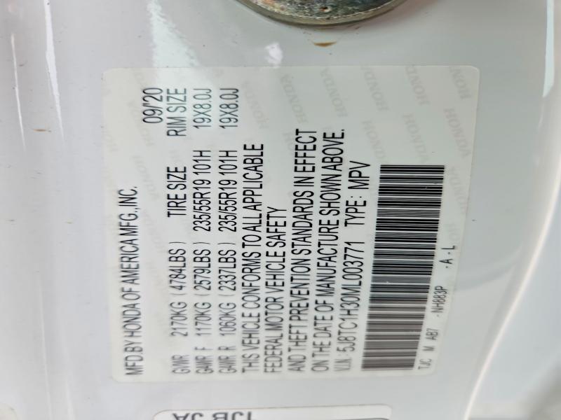 57046286 :رقم المزاد ، 5J8TC1H30ML003771 vin ، 2021 Acura Rdx مزاد بيع