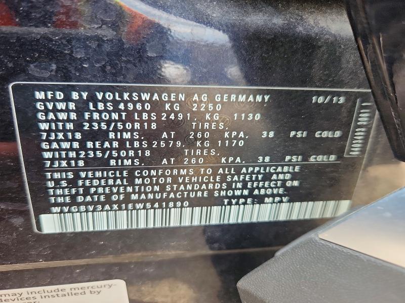 57335536 :رقم المزاد ، WVGBV3AX1EW541890 vin ، 2014 Volkswagen Tiguan مزاد بيع