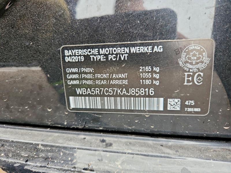 56330106 :رقم المزاد ، WBA5R7C57KAJ85816 vin ، 2019 Bmw 330xi مزاد بيع