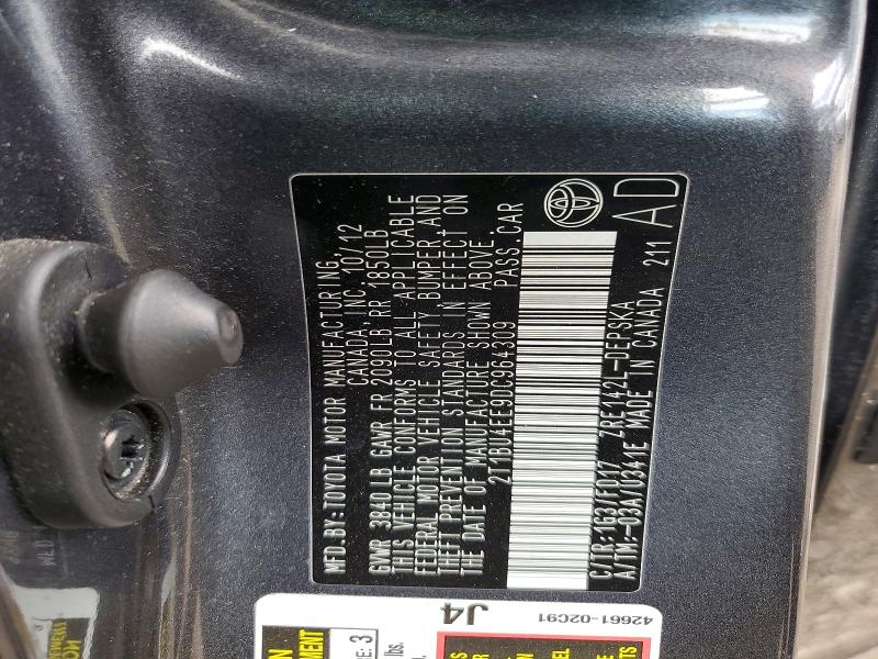 Aukcja sprzedaży 2013 Toyota Corolla, vin: 2T1BU4EE9DC964309, numer aukcji: 56634286