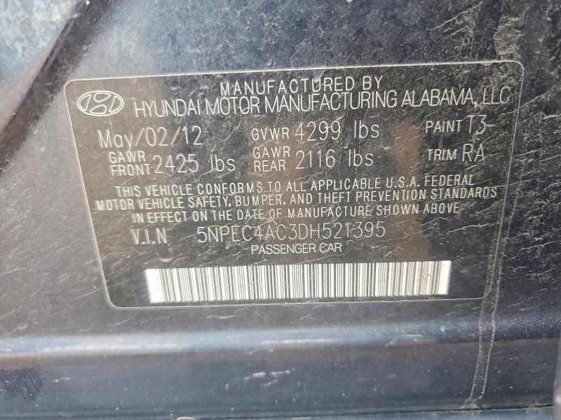 56454406 :رقم المزاد ، 5NPEC4AC3DH521395 vin ، 2013 Hyundai Sonata مزاد بيع