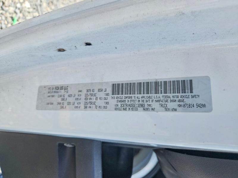 58618096 :رقم المزاد ، 3C6TRVAG5GE132983 vin ، 2016 Ram Promaster 1500 مزاد بيع