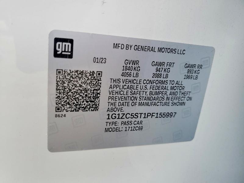 Продаж на аукціоні авто 2023 Chevrolet Malibu, vin: 1G1ZC5ST1PF155997, номер лоту: 57965506