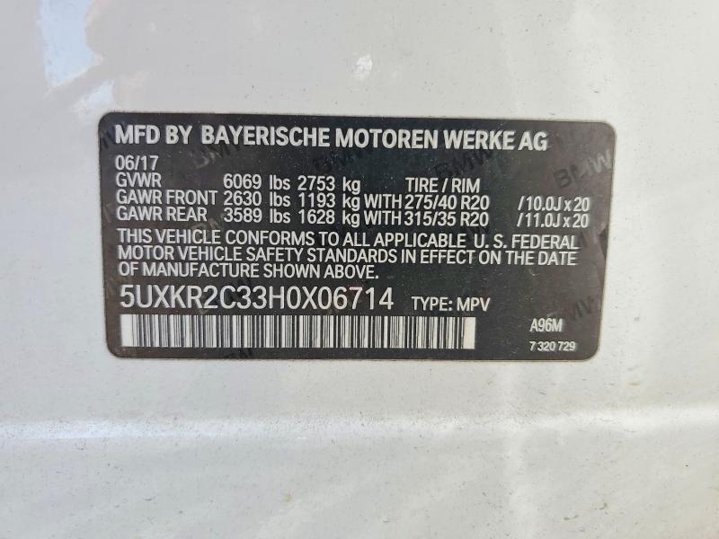 Продаж на аукціоні авто 2017 Bmw X5, vin: 5UXKR2C33H0X06714, номер лоту: 55681036