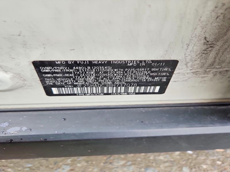 Auction sale of the 2011 Subaru Forester, vin: JF2SHADC3BH737078, lot number: 56979936