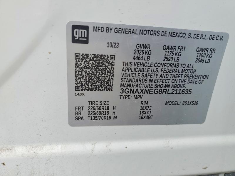 Продажа на аукционе авто 2024 Chevrolet Equinox, vin: 3GNAXNEG8RL211635, номер лота: 58316366
