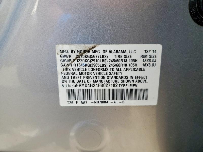 Aukcja sprzedaży 2015 Acura Mdx, vin: 5FRYD4H24FB027182, numer aukcji: 55374336