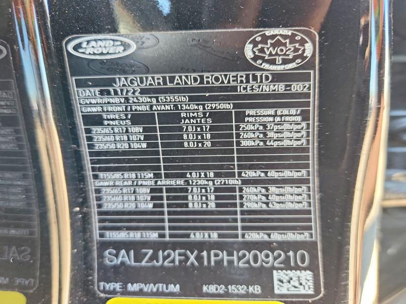 Продаж на аукціоні авто 2023 Land Rover Range Rover Evoque, vin: SALZJ2FX1PH209210, номер лоту: 54682016