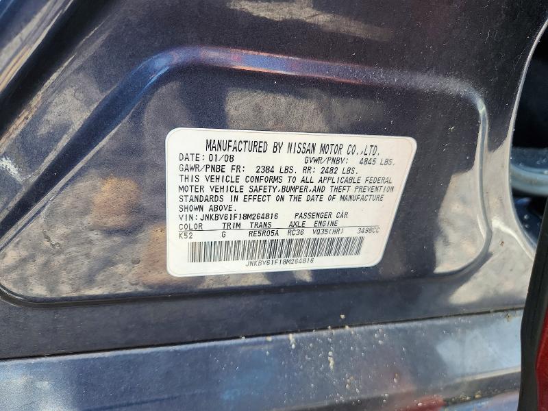 58572816 :رقم المزاد ، JNKBV61F18M264816 vin ، 2008 Infiniti G35 مزاد بيع