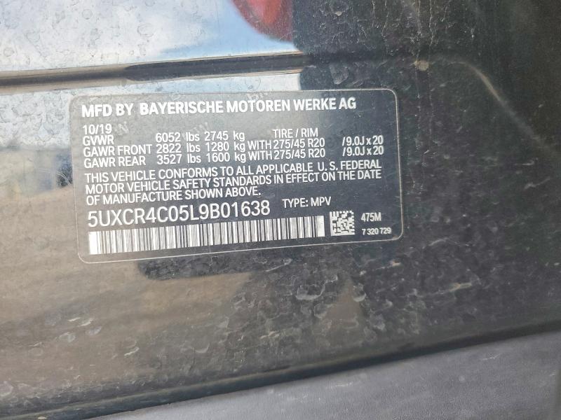 56622596 :رقم المزاد ، 5UXCR4C05L9B01638 vin ، 2020 Bmw X5 مزاد بيع