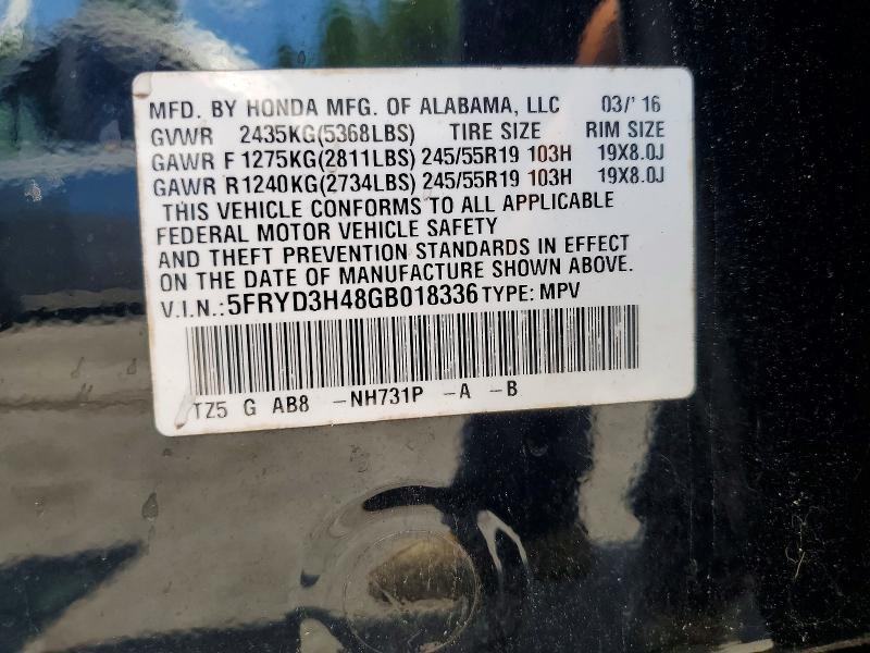 Aukcja sprzedaży 2016 Acura Mdx, vin: 5FRYD3H48GB018336, numer aukcji: 59261096