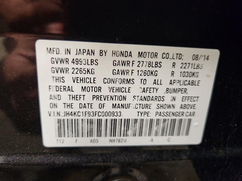 Продаж на аукціоні авто 2015 Acura Rlx, vin: JH4KC1F93FC000933, номер лоту: 58290996