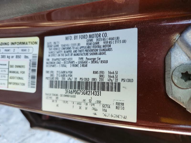 Продаж на аукціоні авто 2016 Ford Fusion, vin: 3FA6P0G75GR214331, номер лоту: 58930666