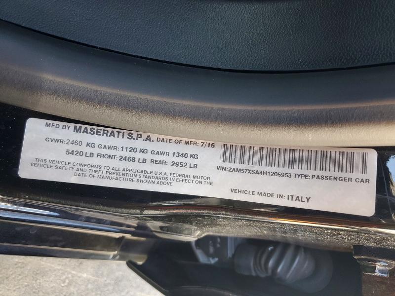 Продажа на аукционе авто 2017 Maserati Ghibli, vin: ZAM57XSA4H1205953, номер лота: 57466876