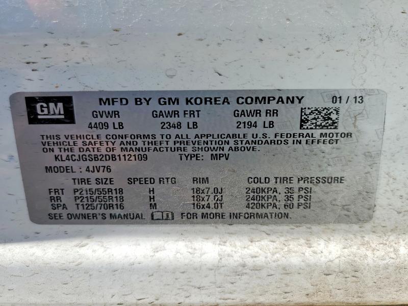 55726166 :رقم المزاد ، KL4CJGSB2DB112109 vin ، 2013 Buick Encore مزاد بيع