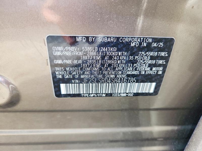 Продаж на аукціоні авто 2025 Subaru Forester, vin: JF2SLSRD4SH416785, номер лоту: 56457576