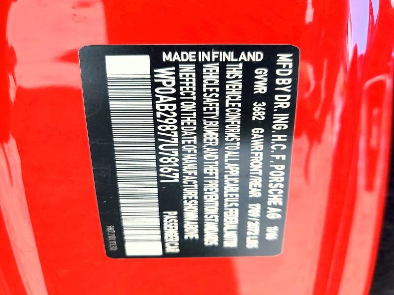 Продажа на аукционе авто 2007 Porsche Cayman, vin: WP0AB29877U781671, номер лота: 57115216