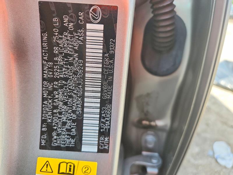 Продажа на аукционе авто 2018 Lexus Es, vin: 58ABK1GG4JU106249, номер лота: 57142456