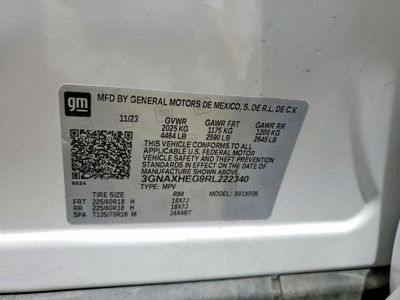 Aukcja sprzedaży 2024 Chevrolet Equinox, vin: 3GNAXHEG9RL222340, numer aukcji: 55607326